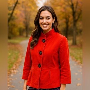 Tommy Hilfiger Women's Orange Peplum Jacket. Size medium